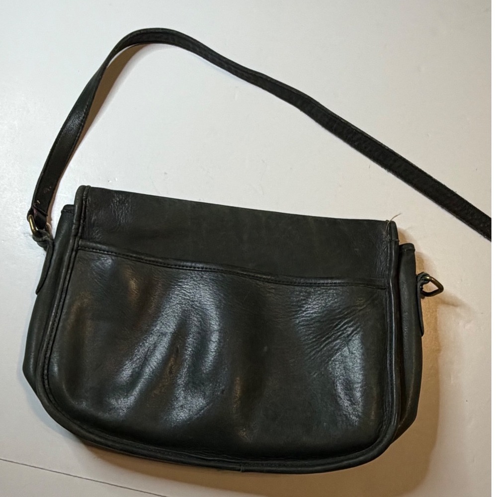 Vintage Coach City Bag 9790 Forest Green Leather Crossbody Turnlock AS IS - Picture 9 of 12